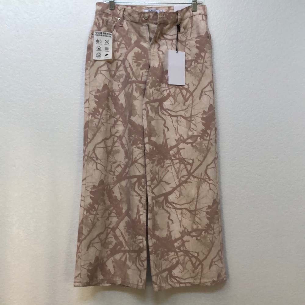 Refrain Beige and Brown Patterned Wide-Leg Pants